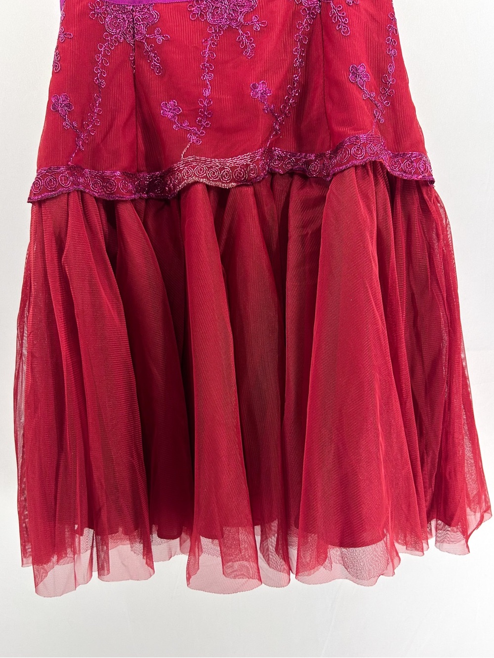 Pearl Georgina Chapman by Marchesa Red Lace Tulle Strapless Mini Dress Size 4 - Picture 5 of 7